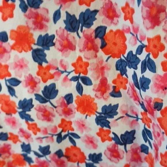 (e2-5) Pink, orange and teal mini floral pattern button up long sleeve shirt 18W - Picture 4 of 8